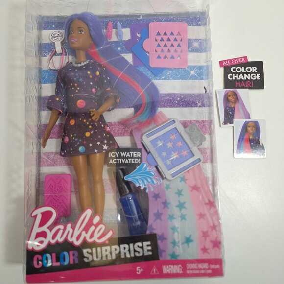 Barbie Color Change Surprise Doll Purple Hair Space Dress Damaged Box - Picture 12 of 12